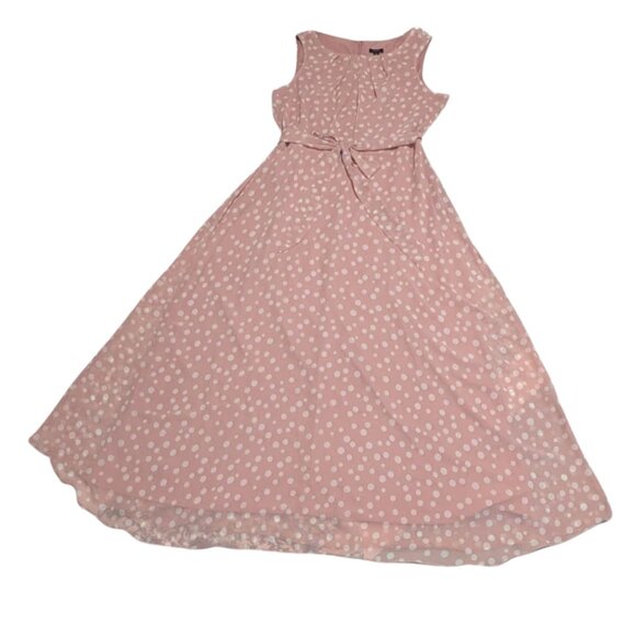 🖤 BF🔥 R & K Pink Polka Dot Chiffon Maxi Dress – Size 16 – NWT - Picture 2 of 6